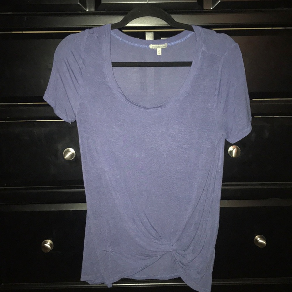 Purple U neck loose fitting shirt